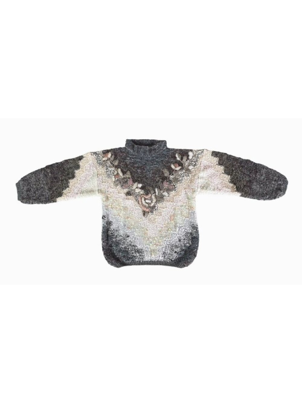 Maurada Women’s Vintage Sweater 80s Lg Embroidered Oversized Grannycore